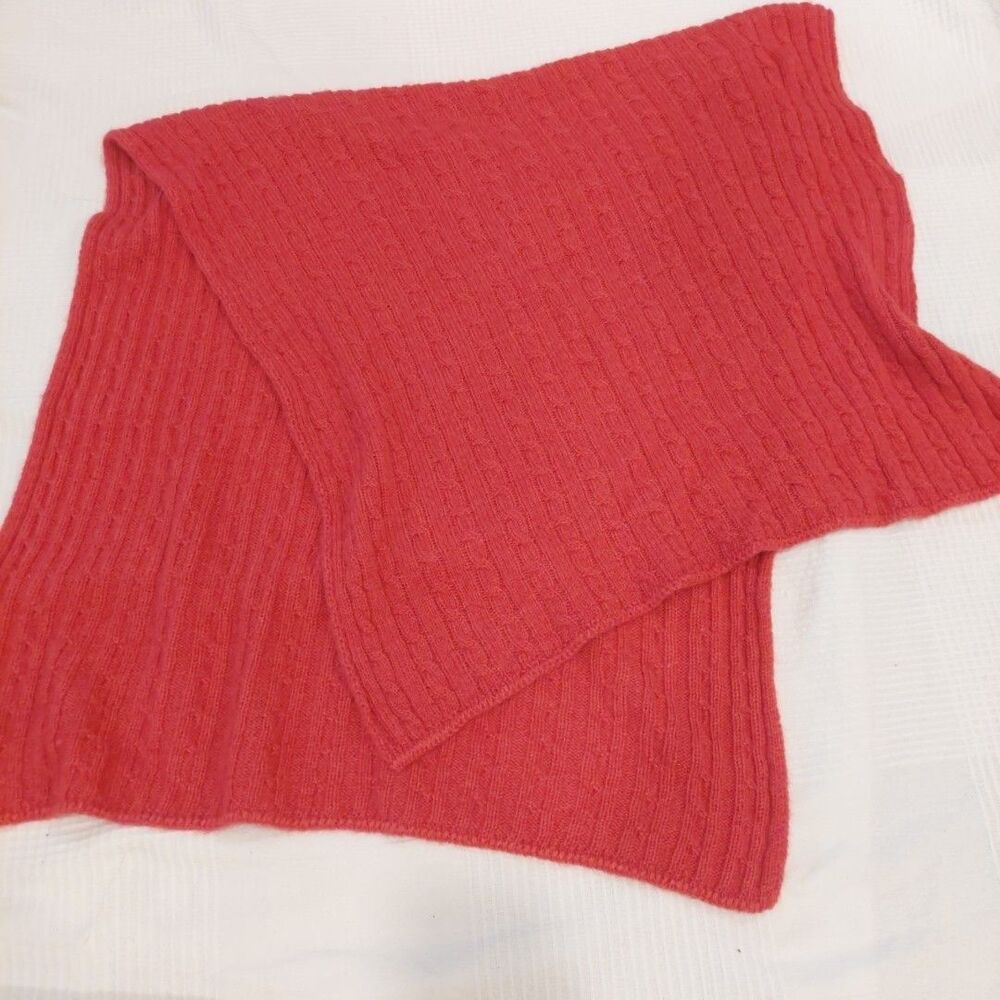 Alpaca Cable Knit Shawl Dark Pink / Coral 54 X 26 Very Soft Mother Nature's